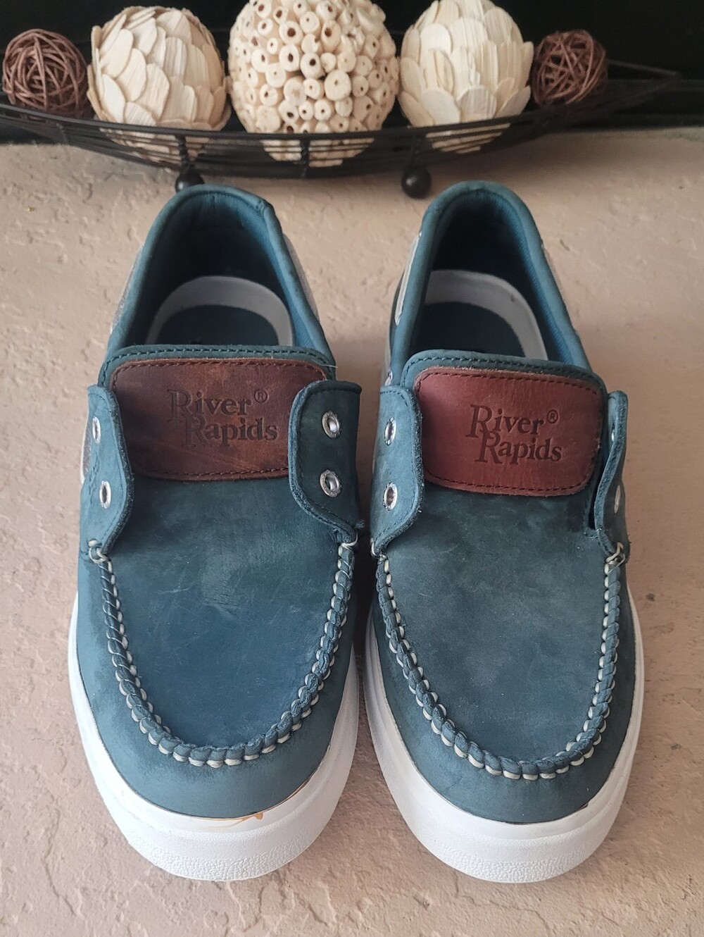 Size 10 River Rapids Top-Sider Casual Blue Leather Boat Shoe Men Loafers